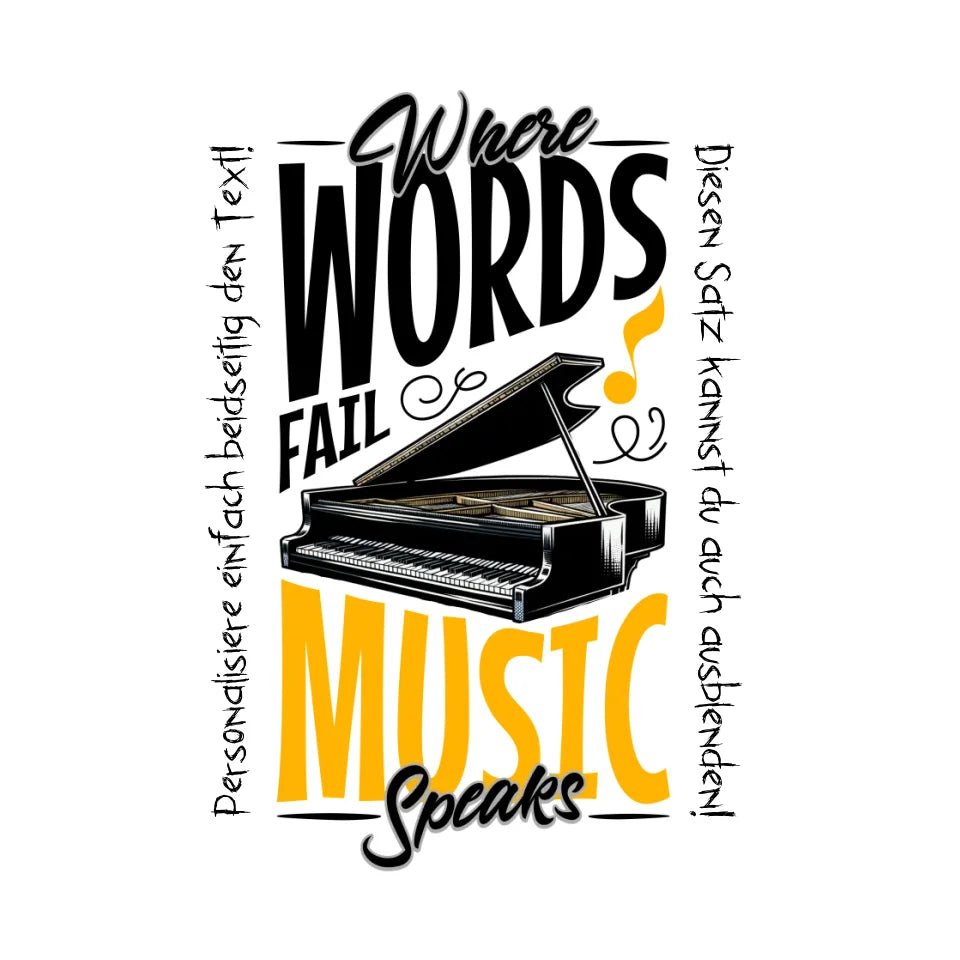 Where Word fail Music speaks • Musik • STICKER 20x20 cm (Aufkleber) • personalisiert von HalloGeschenk.de