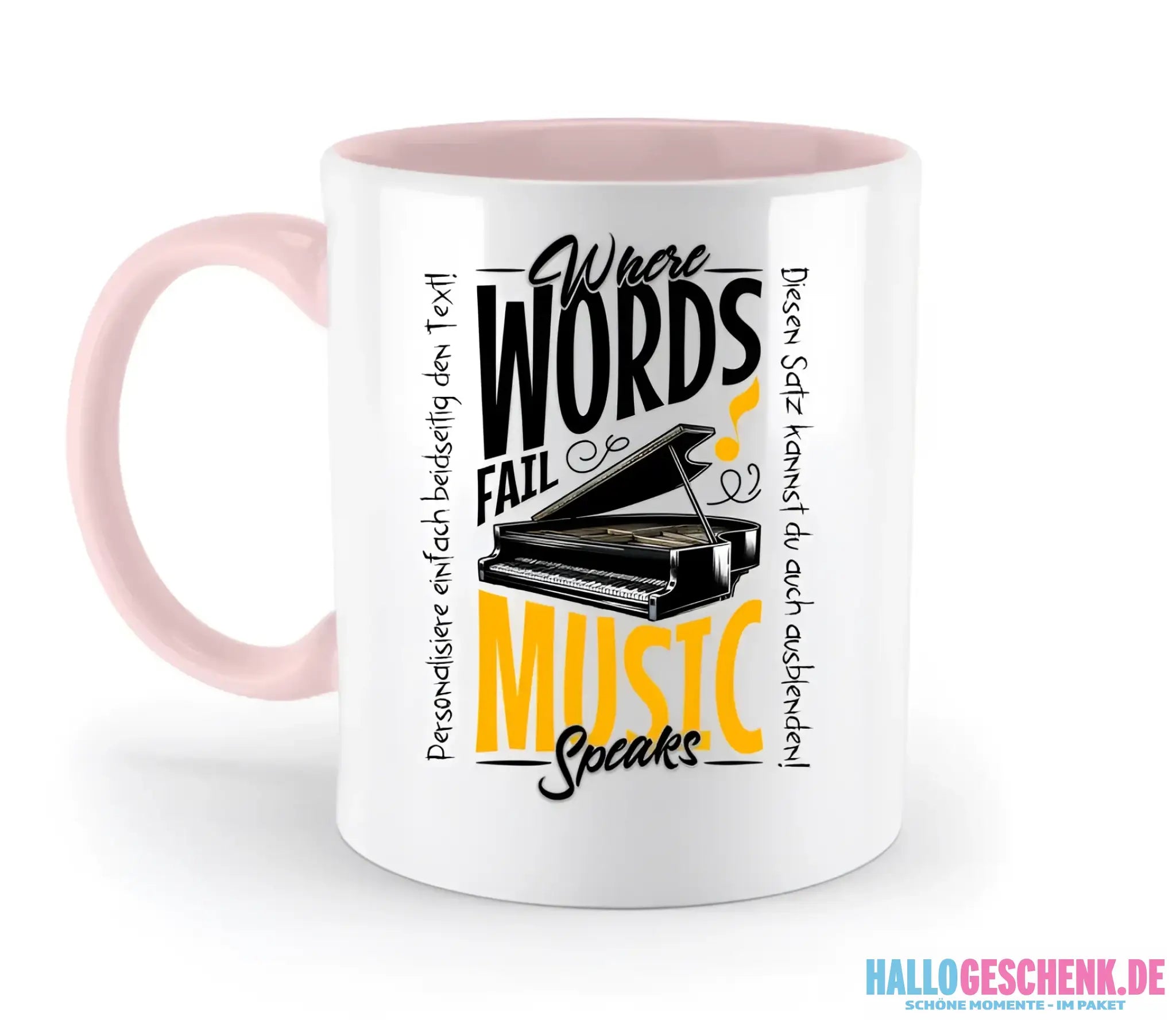 Where Word fail Music speaks • Musik • zweifarbige Tasse spülmaschinengeeignet • Exklusivdesign • personalisiert
