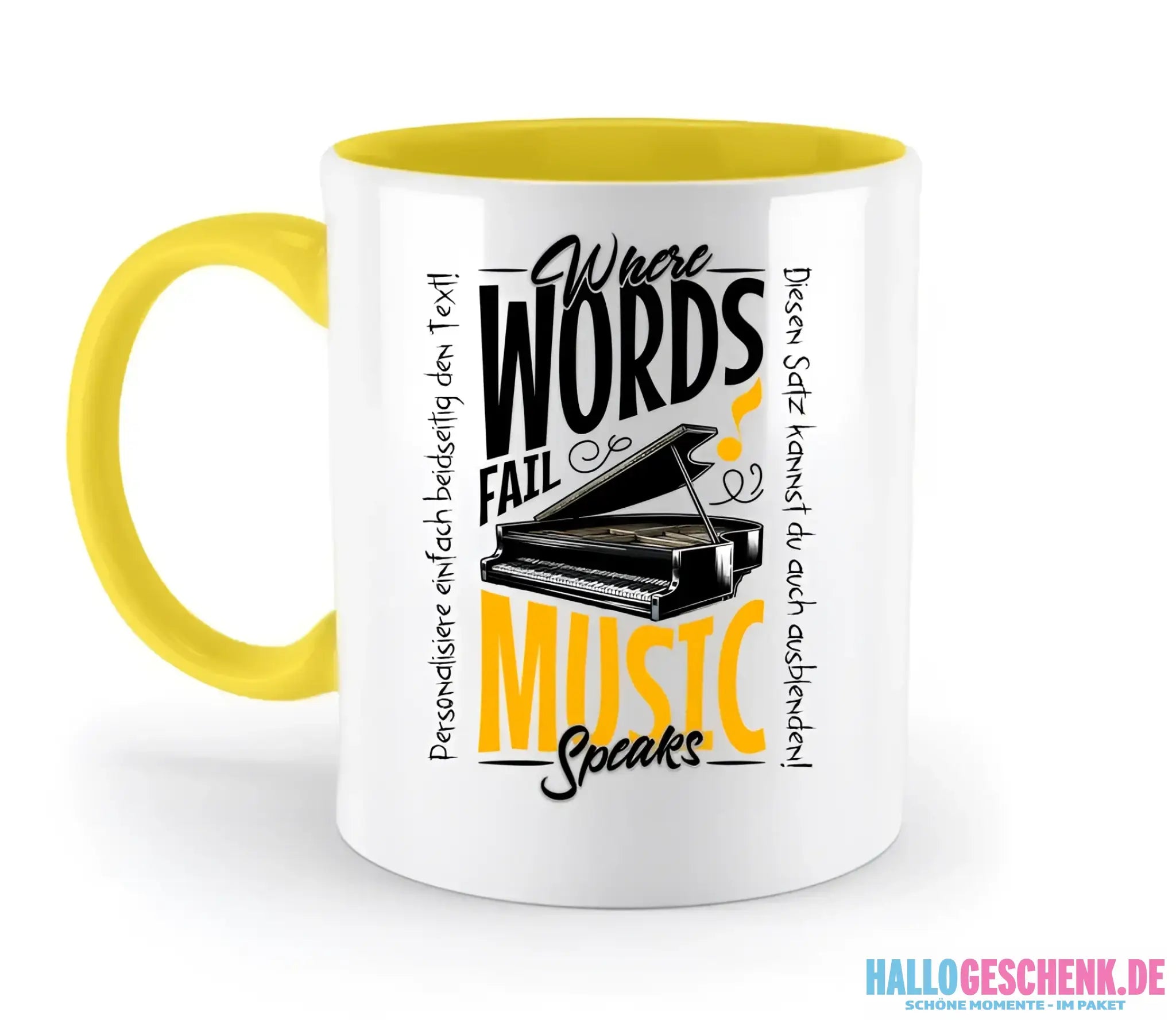 Where Word fail Music speaks • Musik • zweifarbige Tasse spülmaschinengeeignet • Exklusivdesign • personalisiert