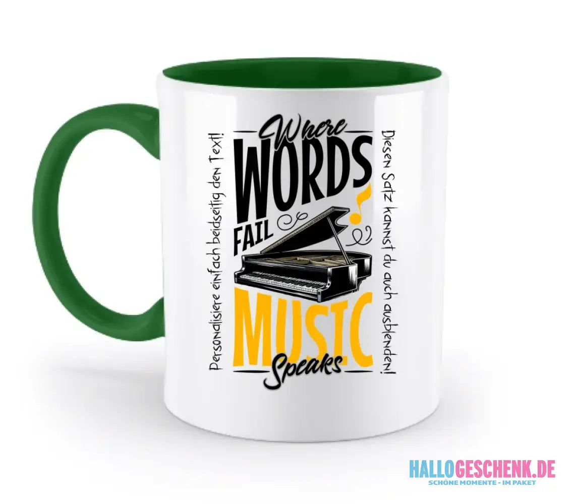 Where Word fail Music speaks • Musik • zweifarbige Tasse spülmaschinengeeignet • Exklusivdesign • personalisiert
