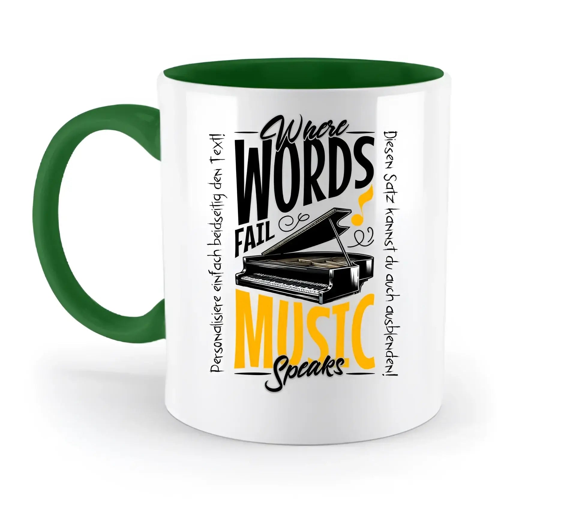 Where Word fail Music speaks • Musik • zweifarbige Tasse spülmaschinengeeignet • Exklusivdesign • personalisiert