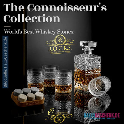 Whiskey Decanter With Glasses & Chilling Stones Gift Set