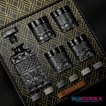 Whiskey Decanter With Glasses & Chilling Stones Gift Set