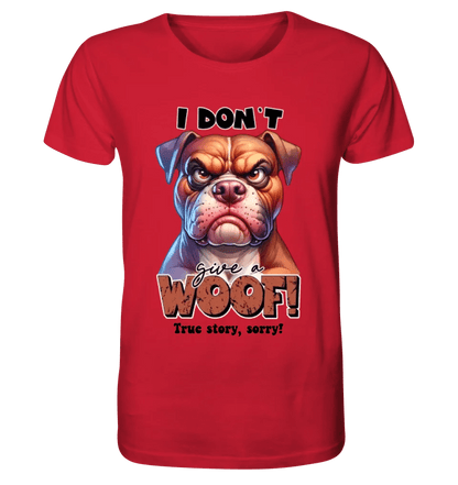 Woof! • Hund • Unisex Premium T-Shirt XS - 5XL aus Bio - Baumwolle für Damen & Herren • Exklusivdesign • personalisiert von HalloGeschenk.de