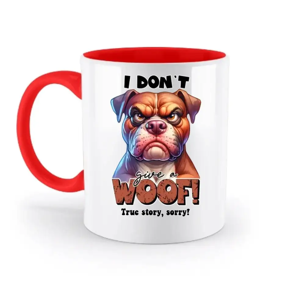 Woof! • Hund • zweifarbige Tasse • Exklusivdesign • personalisiert
