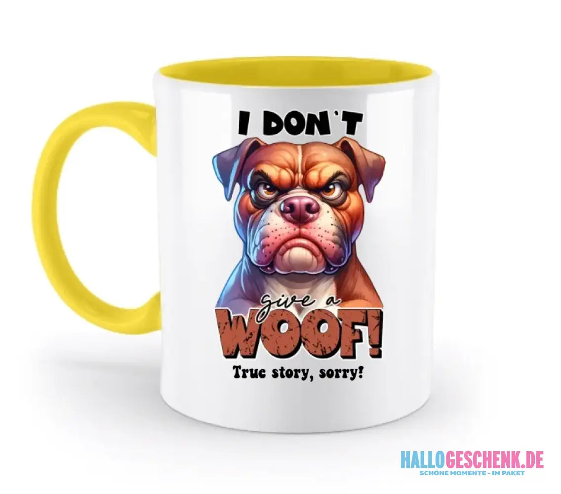 Woof! • Hund • zweifarbige Tasse • Exklusivdesign • personalisiert