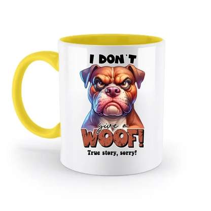 Woof! • Hund • zweifarbige Tasse • Exklusivdesign • personalisiert