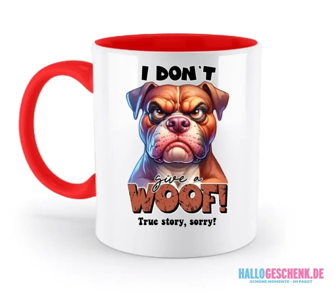 Woof! • Hund • zweifarbige Tasse • Exklusivdesign • personalisiert