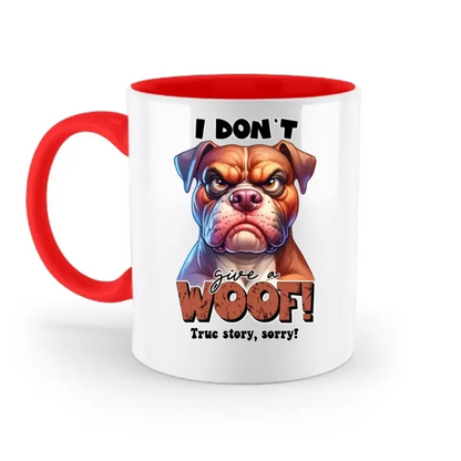 Woof! • Hund • zweifarbige Tasse • Exklusivdesign • personalisiert