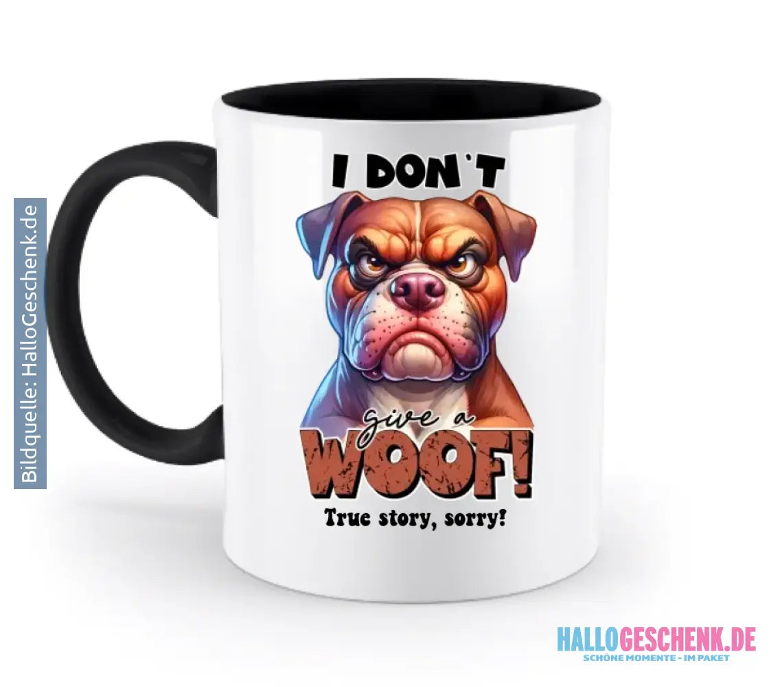 Woof! • Hund • zweifarbige Tasse • Exklusivdesign • personalisiert