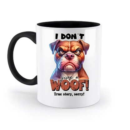 Woof! • Hund • zweifarbige Tasse • Exklusivdesign • personalisiert