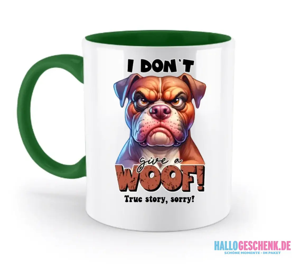 Woof! • Hund • zweifarbige Tasse • Exklusivdesign • personalisiert