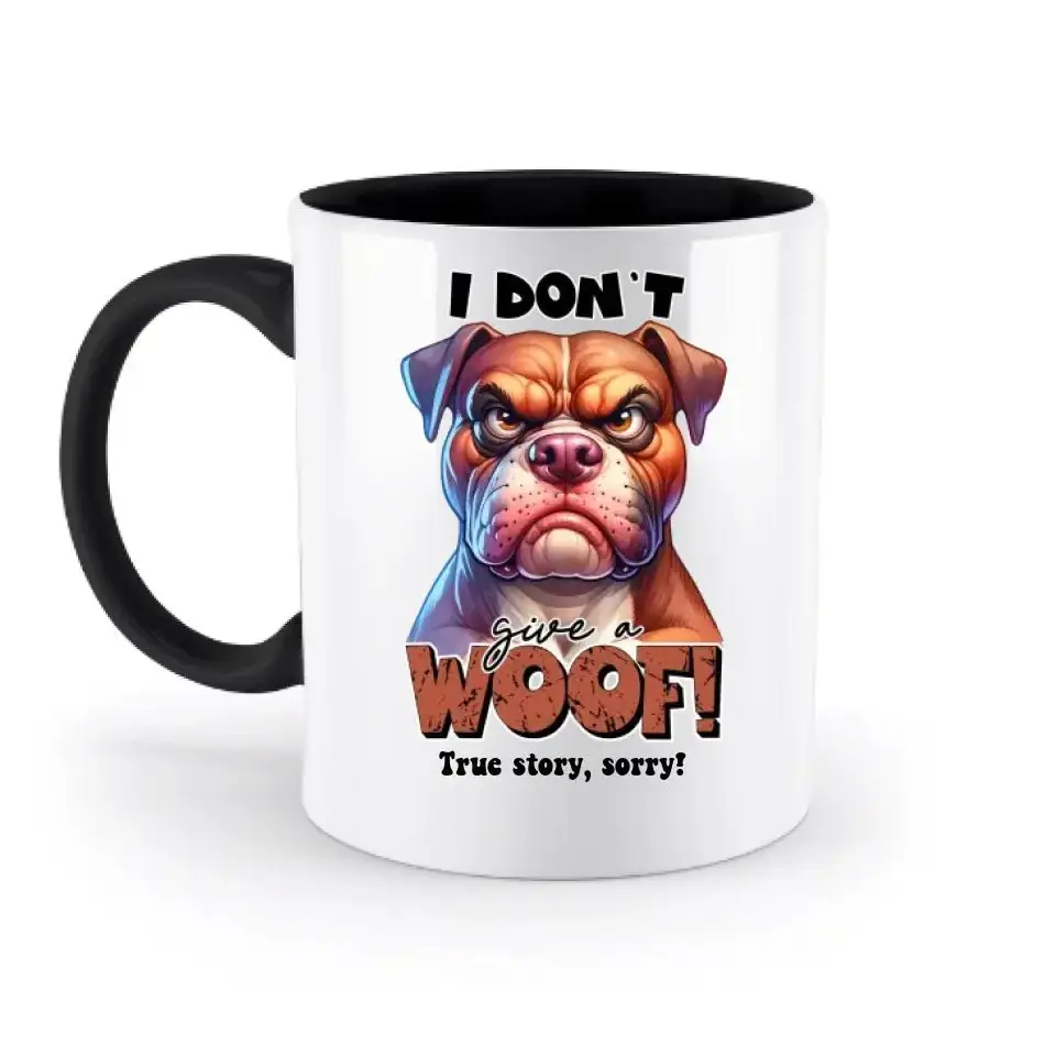 Woof! • Hund • zweifarbige Tasse • Exklusivdesign • personalisiert