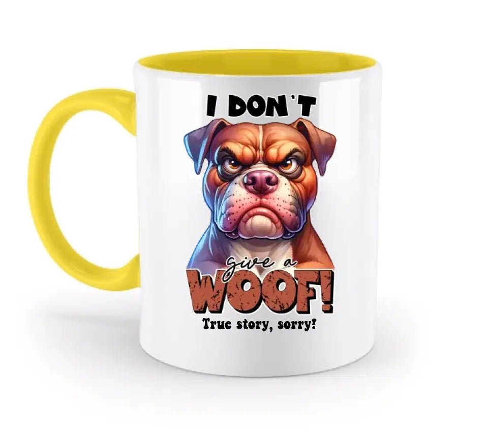 Woof! • Hund • zweifarbige Tasse • Exklusivdesign • personalisiert - HalloGeschenk.de