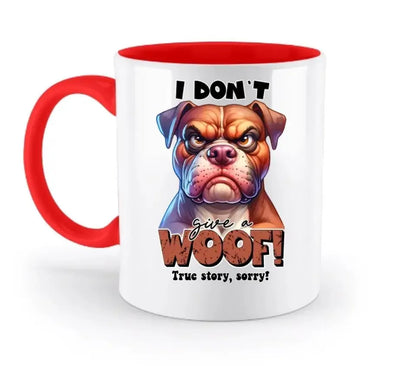 Woof! • Hund • zweifarbige Tasse • Exklusivdesign • personalisiert - HalloGeschenk.de