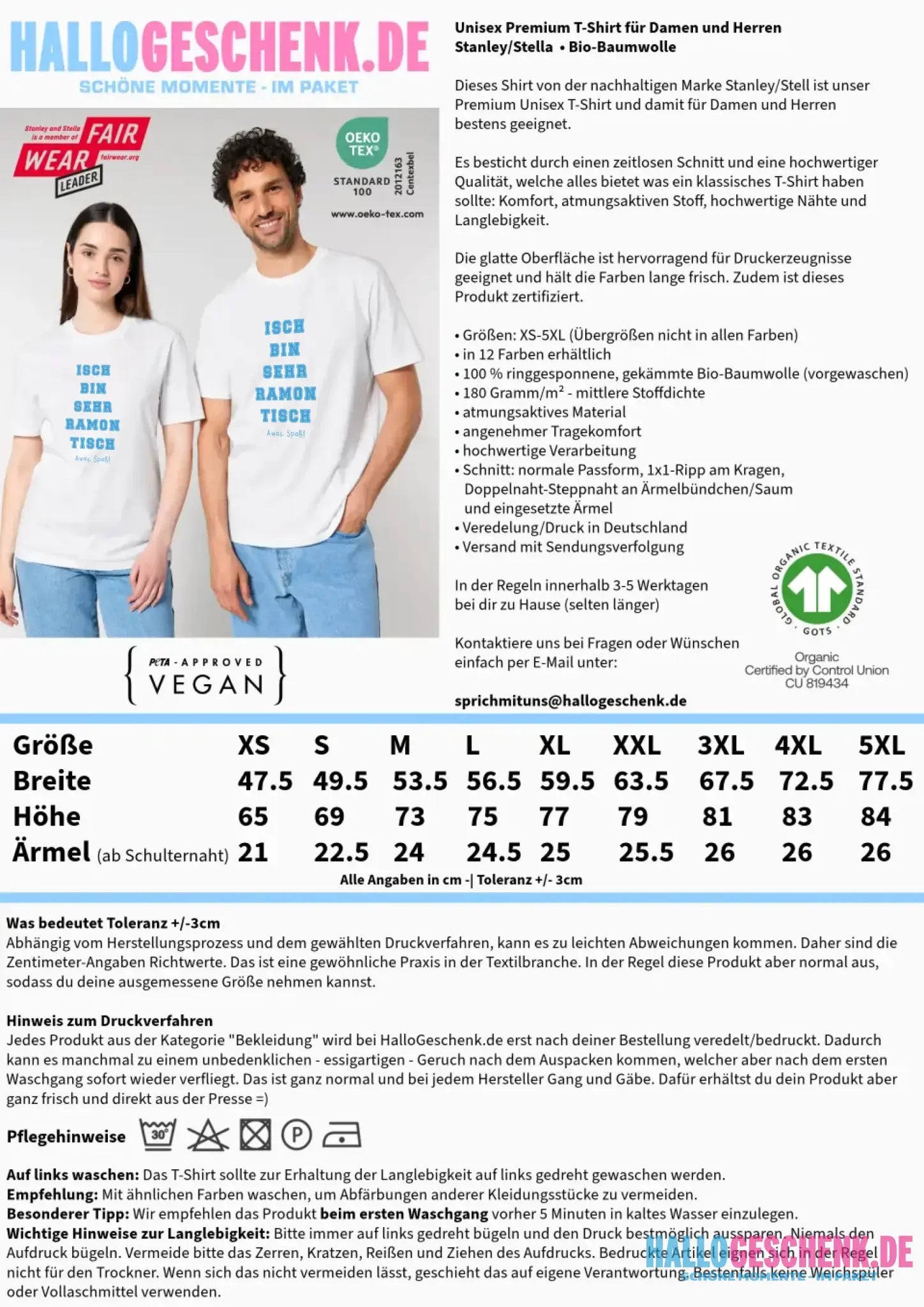Wunschtext 2-teilig • Unisex Premium T-Shirt XS-5XL aus Bio-Baumwolle für Damen & Herren • Exklusivdesign • personalisiert