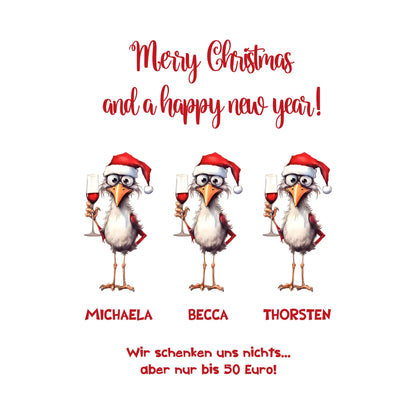 X-Mas Drink Ducks mit Wunschtext • 1-3 Enten verfügbar (personalisierbare Motive) • Weihnachtsente - Sticker 20x20 cm