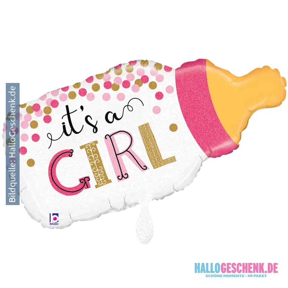 XXL Luftballon: Babyflasche Mädchen Babyshower Luft/Helium
