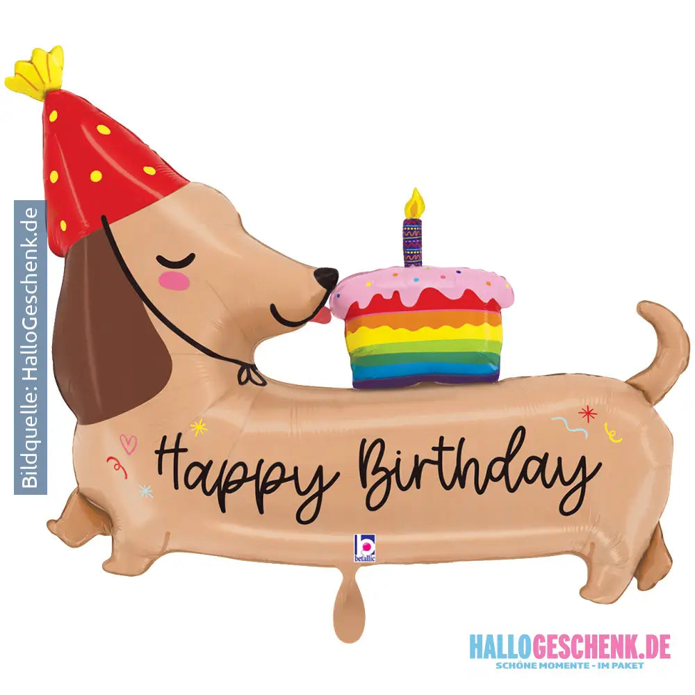XXL Luftballon: Birthday Dachs Hund Geburtstag Luft/Helium