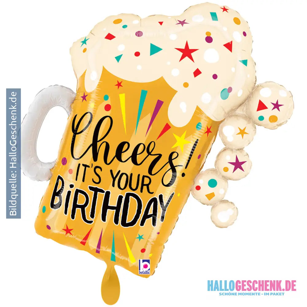 XXL Luftballon: Birthday Fun Confetti Beer Geburtstag Bier Luft/Helium