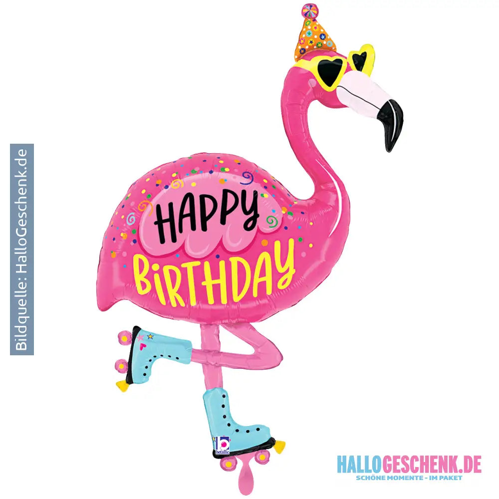 XXL Luftballon: Flamingo Birthday Geburtstag Luft/Helium