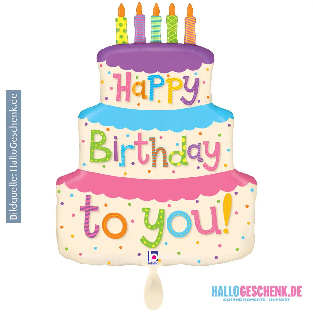 XXL Luftballon: Girly Birthday Cake Geburtstag Kuchen Mädchen Luft/Helium