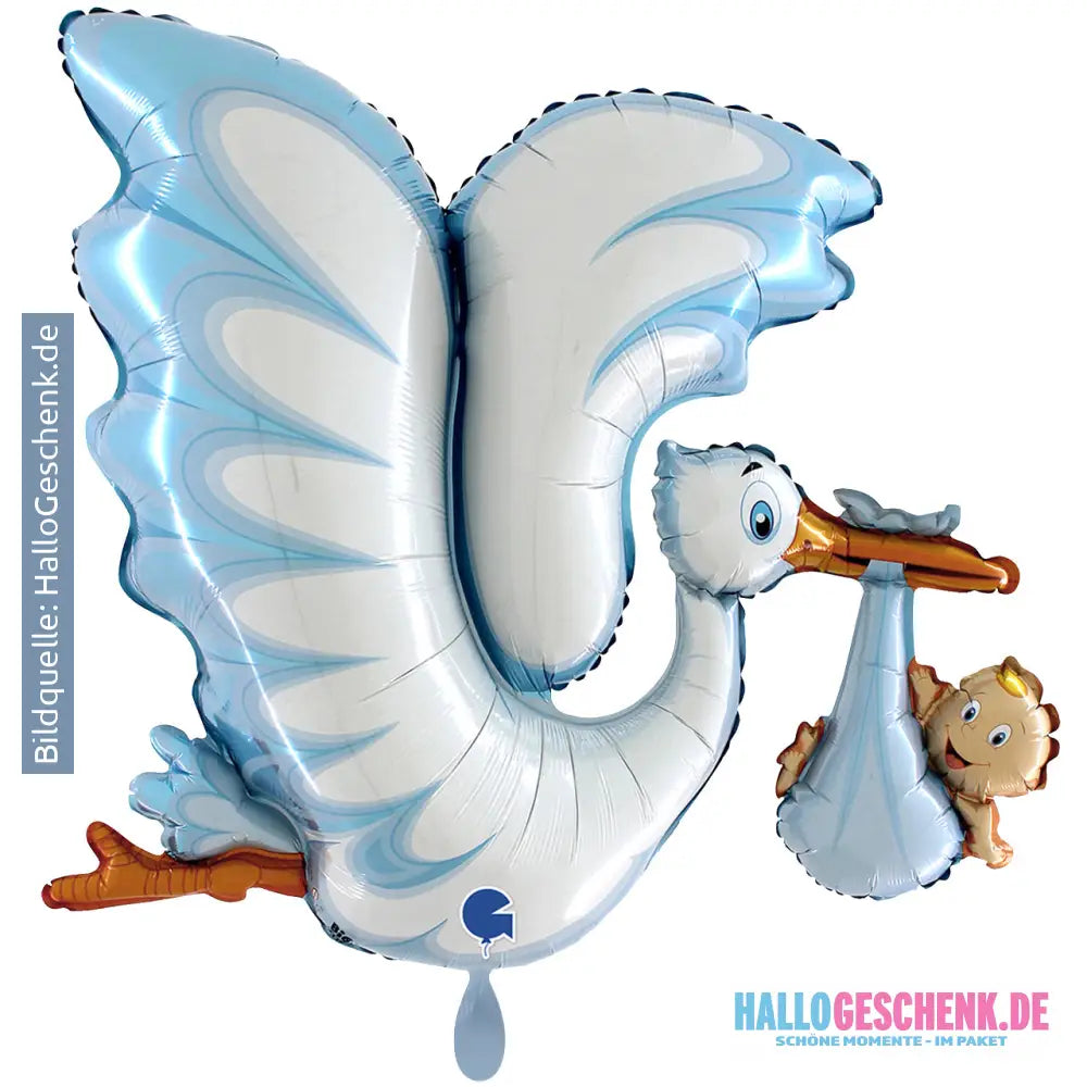 XXL Luftballon: Storch Junge Baby Babyshower Luft/Helium