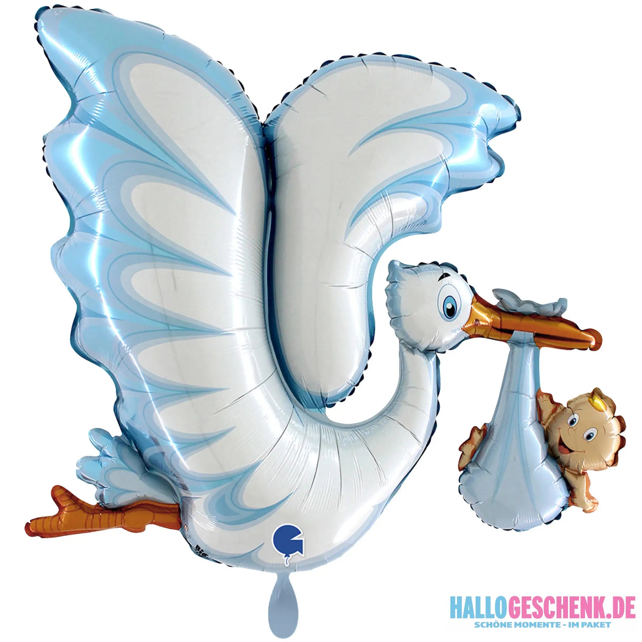 XXL Luftballon: Storch Junge Baby Babyshower Luft/Helium