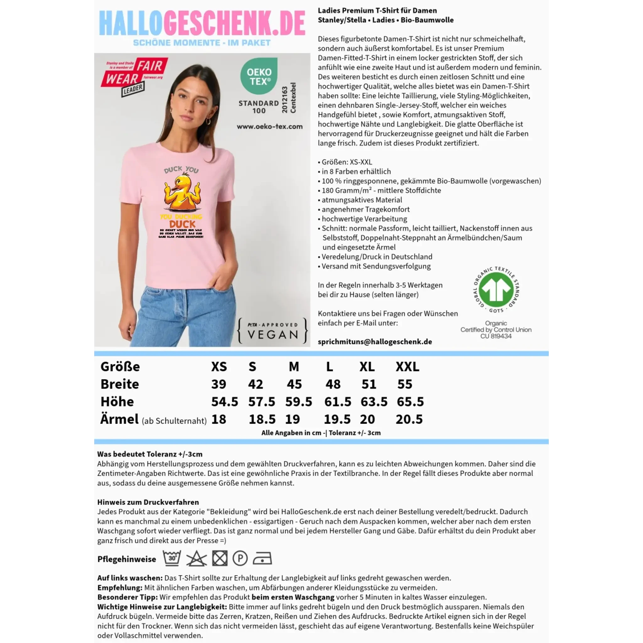 You ducking Duck • ENTE • Ladies Premium T-Shirt XS-2XL aus Bio-Baumwolle für Damen • Exklusivdesign • personalisiert