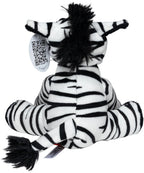 Zebra Zora plüschtier mit schwarz-weißen streifen und flauschiger Mähne und Schwanz aus stoff