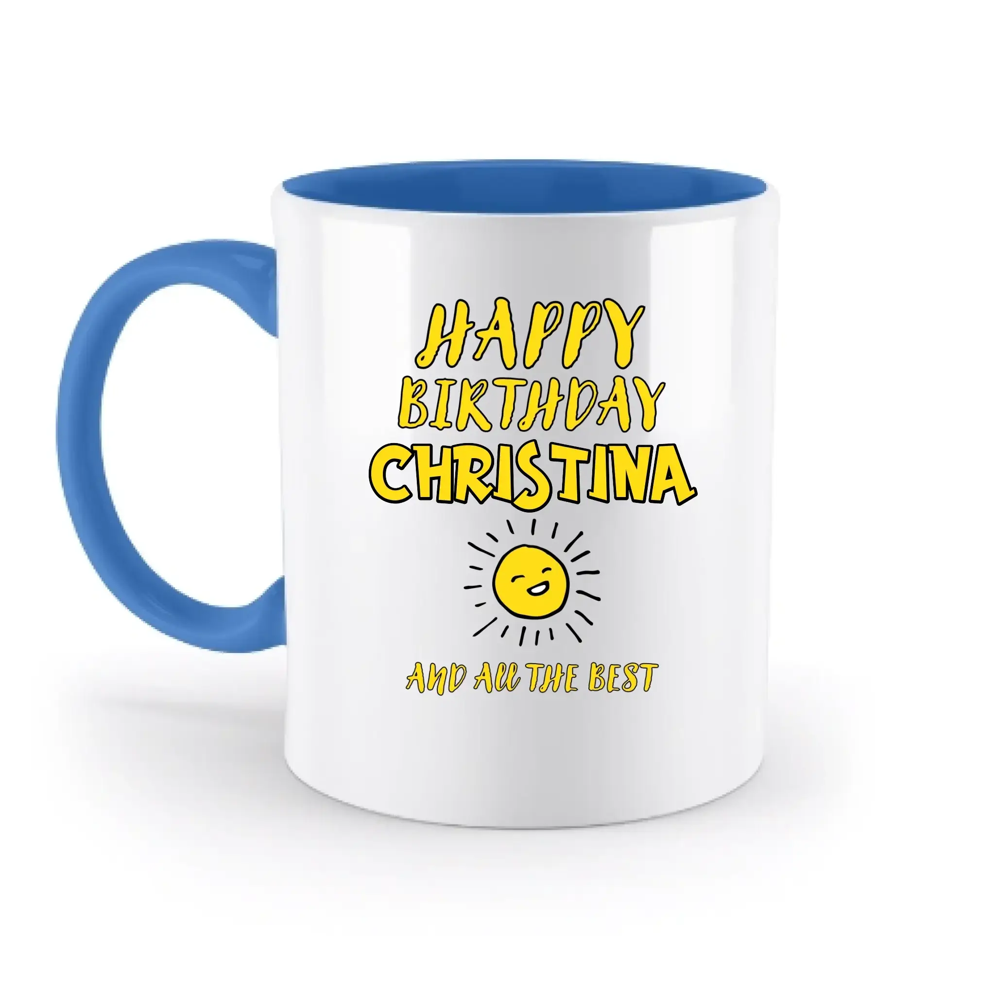Zum Geburtstag mit deinem Wunschnamen • Birthday • zweifarbige Tasse • spülmaschinengeeignet • personalisiert