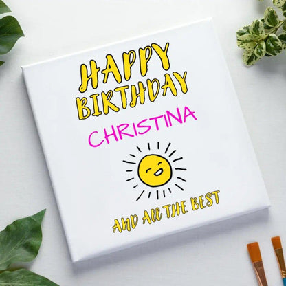 Zum Geburtstag mit deinem Wunschnamen • Leinwand in 4 Größen - HalloGeschenk.de #geschenkideen# #personalisiert# #geschenk#