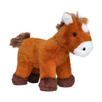 Kleines zwergpony luna plüschtier braunes stoffpferd mit weißen gesichtsmerkmalen und dunklen augen, 15 cm groß