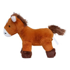 Kleines zwergpony luna plüschtier braunes pferd mit weißem maul und hufen, flauschiger mähne und schwanz, 15 cm groß